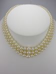 Vintage 1950's Three Strand Pearl Necklace with Diamond Clasp