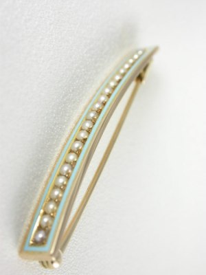 Vintage Pearl and Enamel Bar Pin