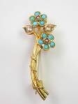 Victorian Antique Turquoise and Pearl Pin