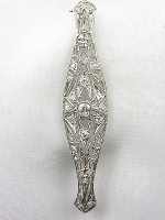 Hand Wrought Edwardian Filigree and Diamond Antique Brooch