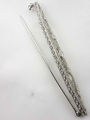Pierced Filigree and Diamond Antique Brooch