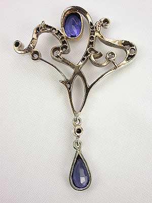 Art Nouveau Style Sapphire and Diamond Pendant