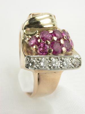 Retro Ruby Rose Gold Antique Ring