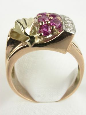 Retro Ruby Rose Gold Antique Ring