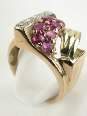 Retro Ruby Rose Gold Antique Ring