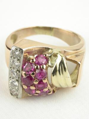 Retro Ruby Rose Gold Antique Ring