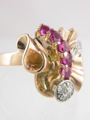 Retro Ruby and Diamond Antique Ring