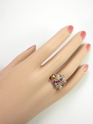 Retro Ruby and Diamond Antique Ring