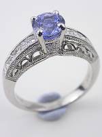 Antique Style Sapphire Filigree Engagement Ring