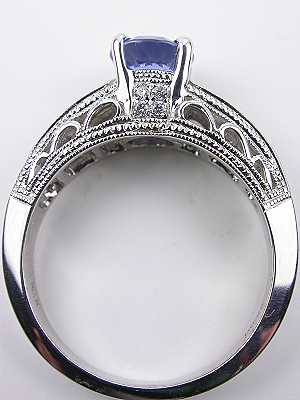 Vintage Style Sapphire Ring with Princess Cut Diamonds