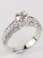 Filigree Engagement Ring with White Sapphire