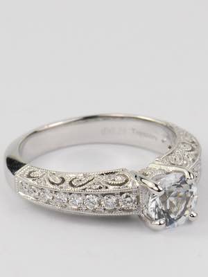 Filigree Engagement Ring with White Sapphire