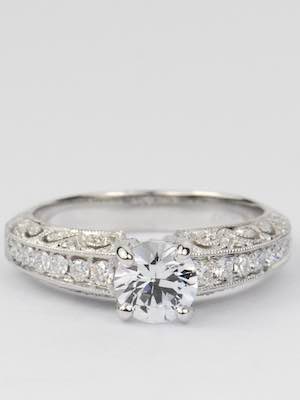 Filigree Engagement Ring with White Sapphire