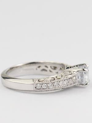 Filigree Engagement Ring with White Sapphire