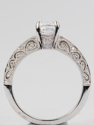 Filigree Engagement Ring with White Sapphire