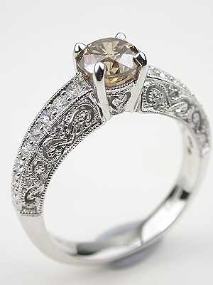 Pierced Filigree Engagement Ring