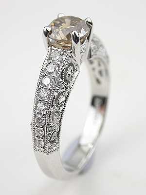 Pierced Filigree Engagement Ring