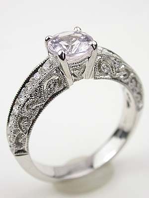 White Sapphire Filigree Engagement Ring