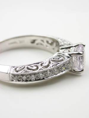 White Sapphire Filigree Engagement Ring