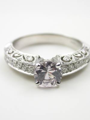 White Sapphire Filigree Engagement Ring