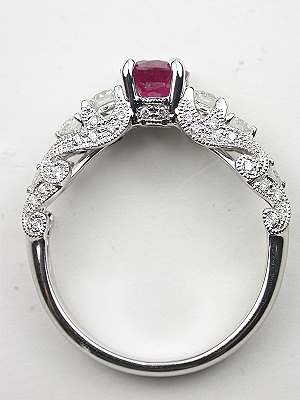 Swirling Ruby and Diamond Engagement Ring