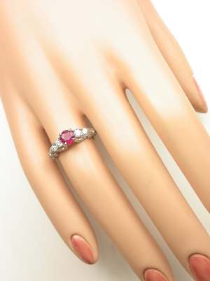 Swirling Ruby and Diamond Engagement Ring