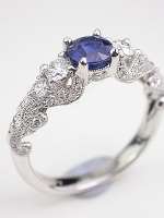Swirling Blue Sapphire Engagement Ring