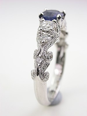 Swirling Blue Sapphire Engagement Ring