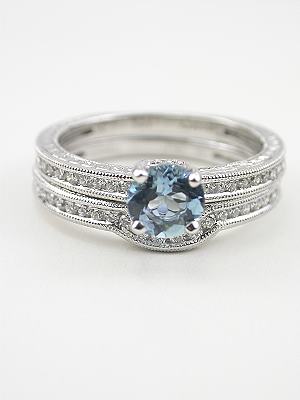 Antique Style Aquamarine Engagement Ring