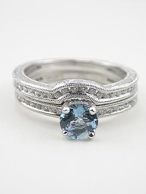 Antique Style Aquamarine Engagement Ring