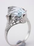1930s Aquamarine and Filigree Cocktail Ring