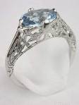Aquamarine Engagement Ring with Leaf Motif