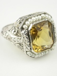 Antique Citrine and Pearls Filigree Cocktail Ring
