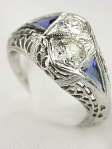 Art Deco Sapphire and Diamond Engagement Ring