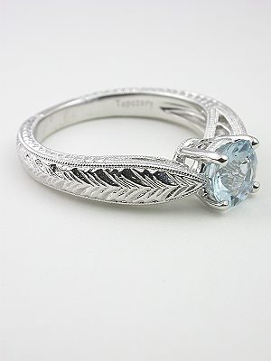 Aquamarine Engagement Ring with Wheat Motif