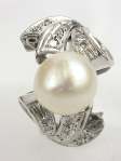 Bow and Ribbon Antique Pearl Engagement Ring