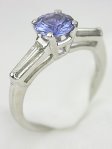 Sapphire and Baguette Diamond Engagement Ring