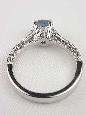 Antique Style Aquamarine Filigree Engagement Ring
