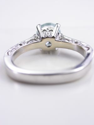 Antique Style Aquamarine Filigree Engagement Ring