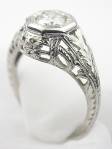 Antique Floral Engagement Ring with Hand Engraving