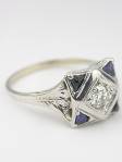 Art Deco Antique Diamond and Sapphire Engagement Ring