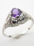 1920s Amethyst and Hearts Engagement Ring