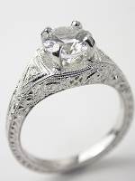 White Sapphire Filigree Engagement Ring