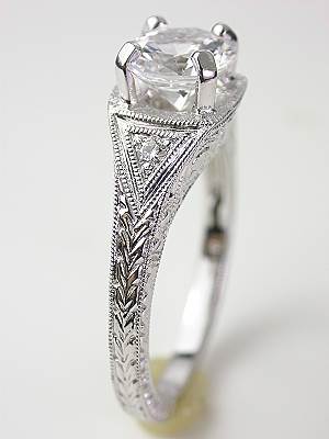 White Sapphire Filigree Engagement Ring