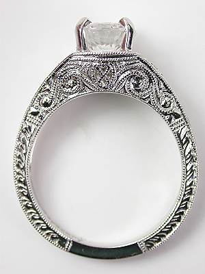 White Sapphire Filigree Engagement Ring