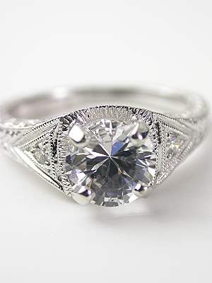 White Sapphire Filigree Engagement Ring