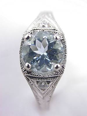 Aquamarine Filigree Engagement Ring