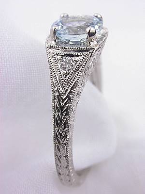 Aquamarine Filigree Engagement Ring