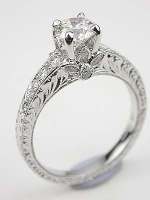 Diamond Engagement Ring with Flower Motif