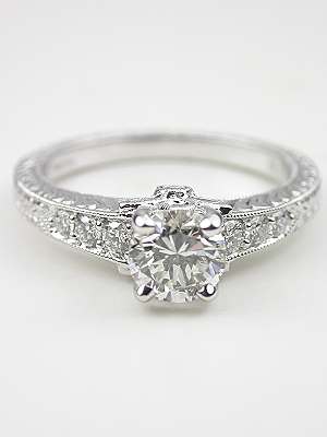 Diamond Engagement Ring with Flower Motif